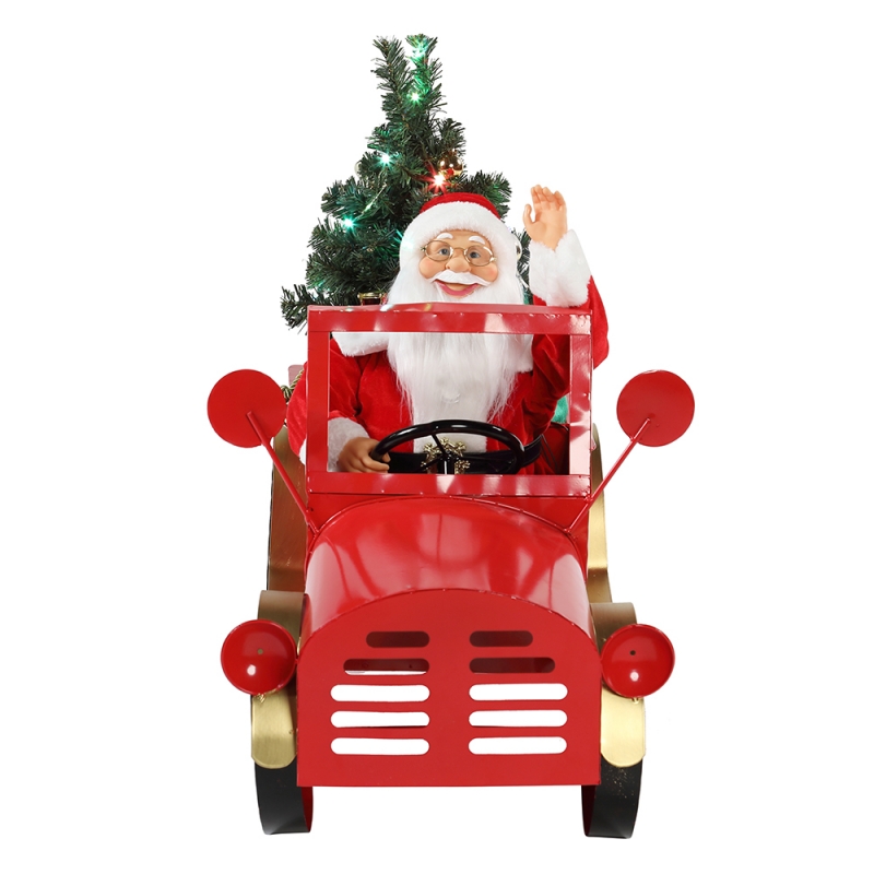 160cm musikalisk animerad Santa Claus sitter på lastbilens julgransprydnader Collection Holiday Decoration Figurin Ac Adapter