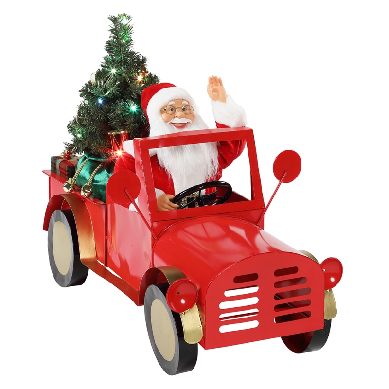 160cm musikalisk animerad Santa Claus sitter på lastbilens julgransprydnader Collection Holiday Decoration Figurin Ac Adapter