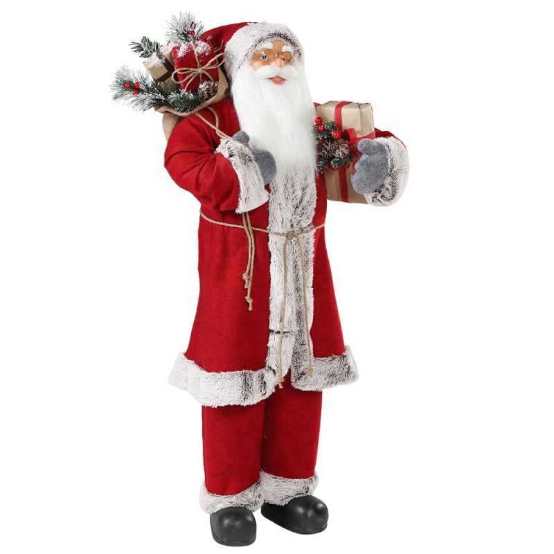 30 ~ 110cm Julstående Santa Claus med presentväska prydnad dekoration festival semester figurinsamling traditionell xmas
